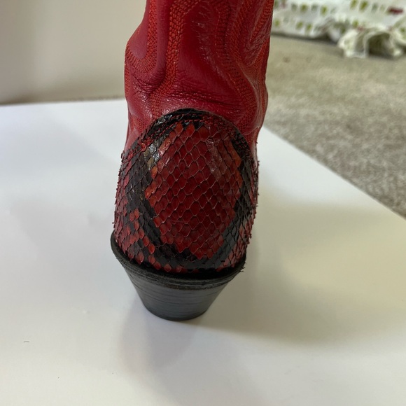 Vintage Olathe Handmade Boots Size 5 B GORGEOUS Red Snakeskin - Picture 6 of 16